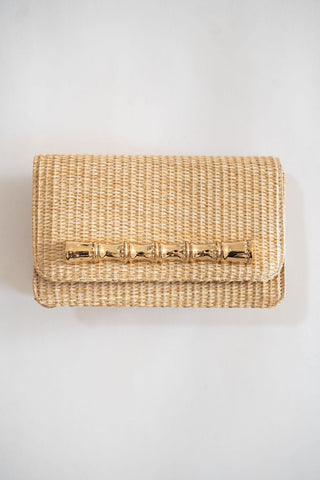 Ruby Straw Clutch - Gold Charm Bamboo Bar - Glamourous Grace