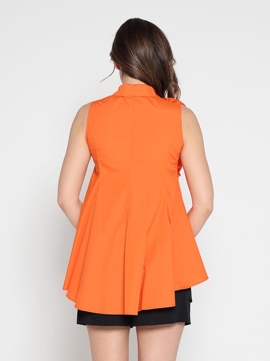 Ruffle Flower Applique Asymmetrical Hem Shirt - Glamourous Grace