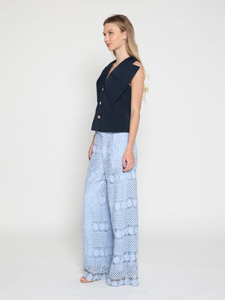 Ruffle Front Button Down Sleeveless Jacket