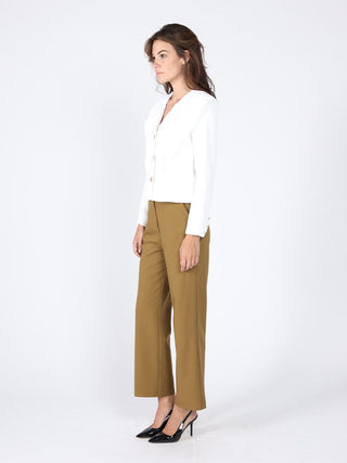 Ruffle Front With Button Long Sleeve Jacket