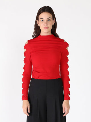 Ruffle long sleeve high neck top