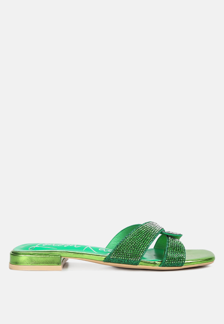 Rum Cake Cross Strap Rhinestone Sandals - Glamourous Grace