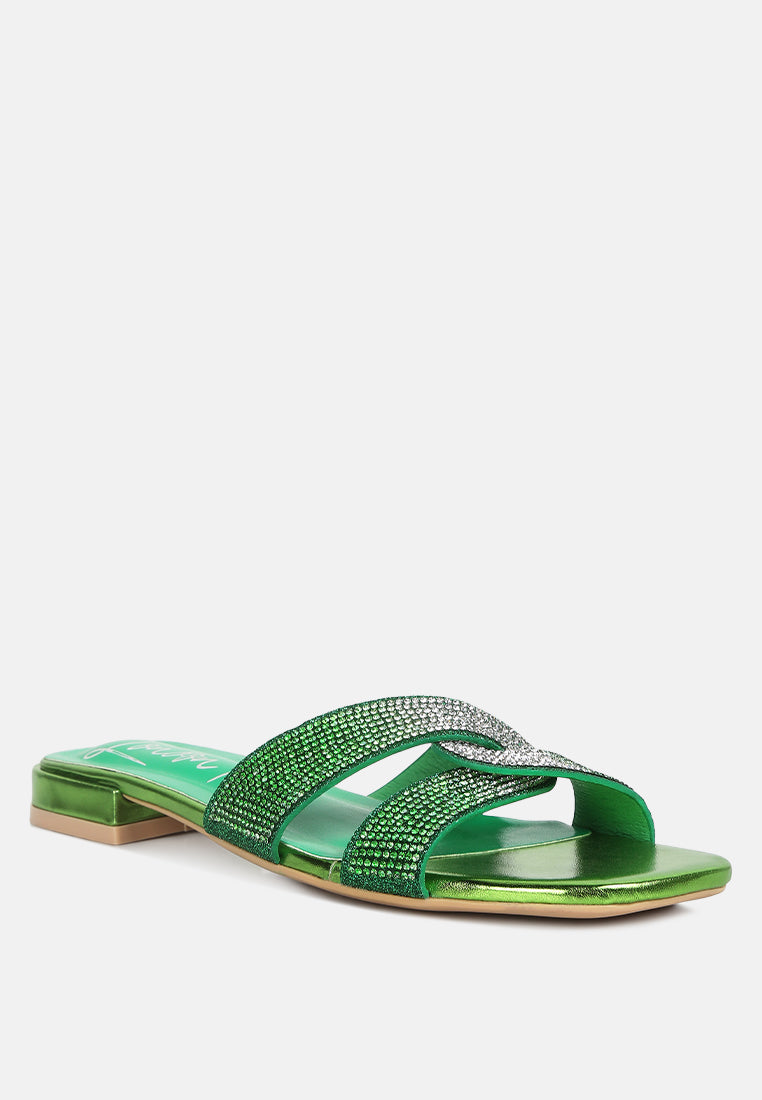 Rum Cake Cross Strap Rhinestone Sandals - Glamourous Grace