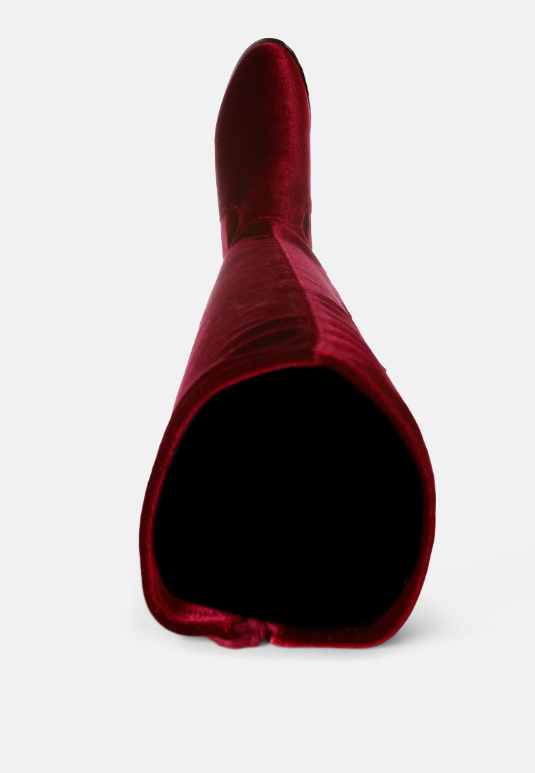 Rumple Velvet Over The Knee Clear Heel Boots - Glamourous Grace