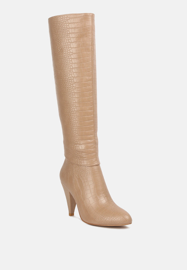 Rum Rolls Calf Croc Boots - Glamourous Grace
