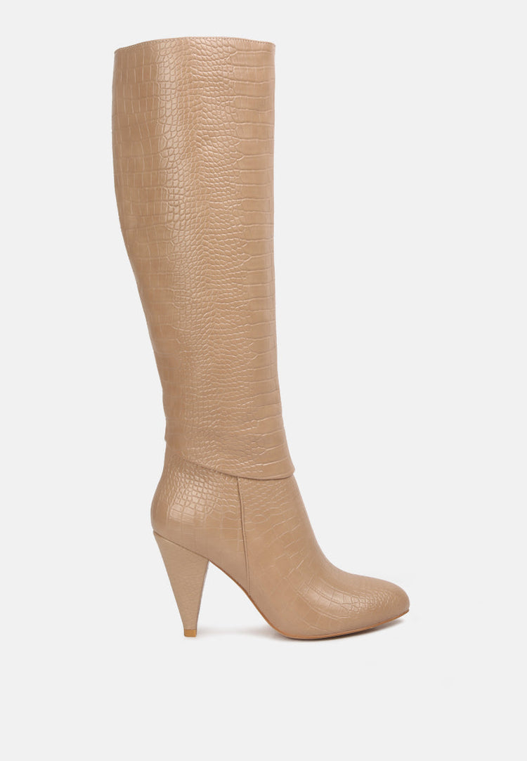Rum Rolls Calf Croc Boots - Glamourous Grace