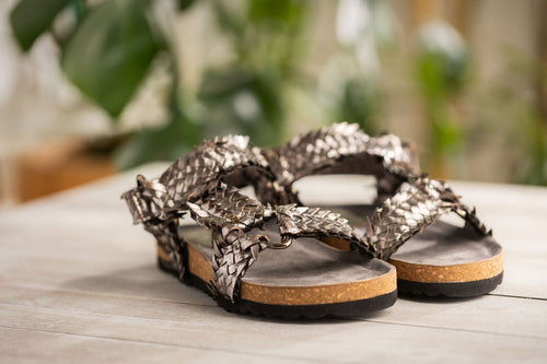 River Dance Woven Sandal in Pewter - Glamourous Grace