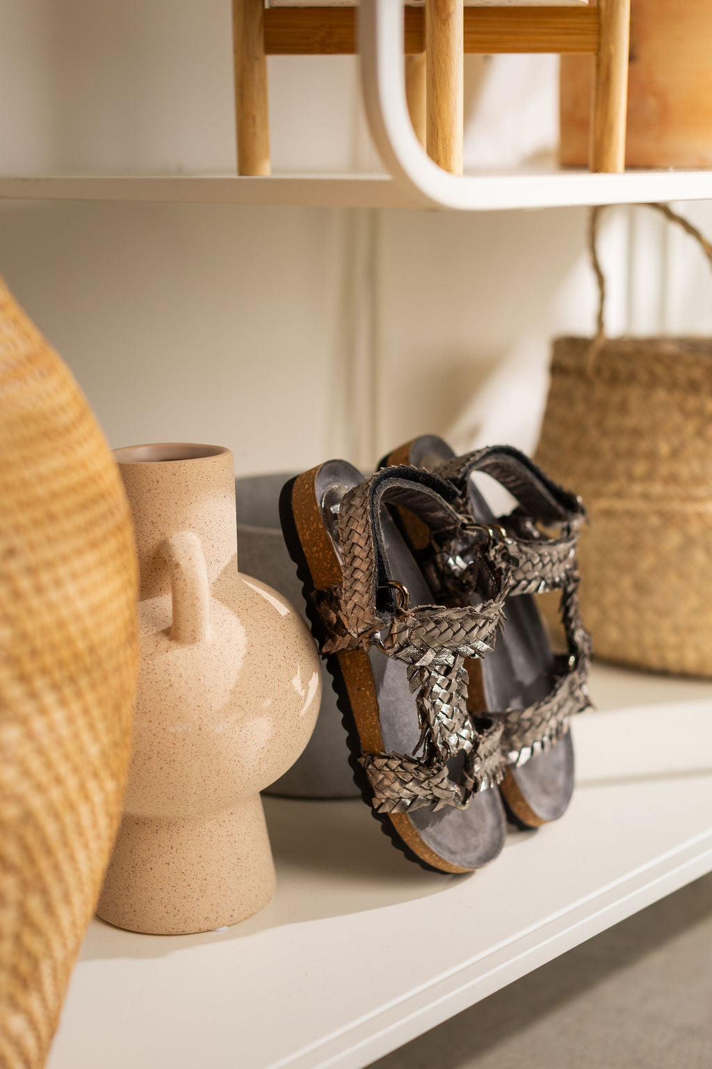 River Dance Woven Sandal in Pewter - Glamourous Grace
