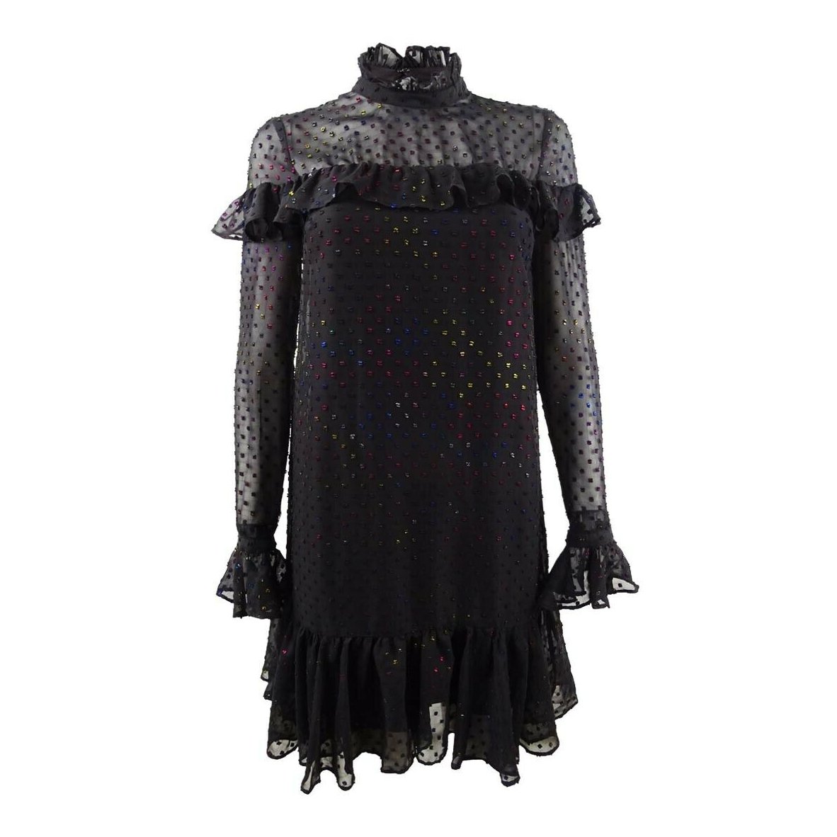 Betsey Johnson Womens Glitter Ruffled Mini Dress, Size 10 - Glamourous Grace