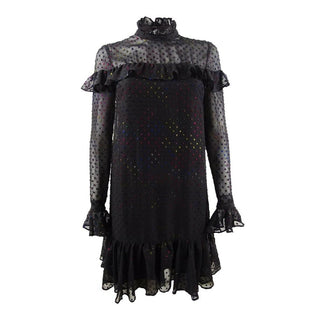 Betsey Johnson Womens Glitter Ruffled Mini Dress, Size 10