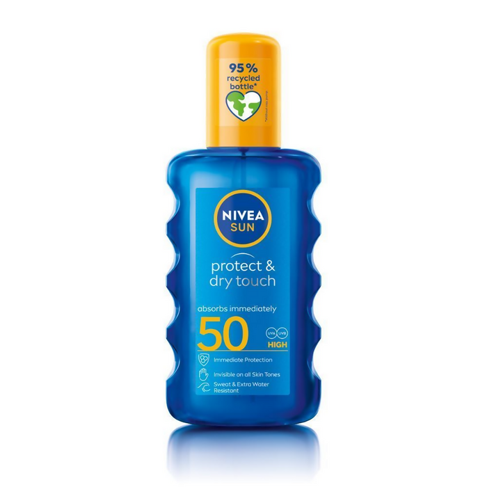 Nivea Sun Dry Touch SPF 50, Transparent Sunscreen Spray - Glamourous Grace