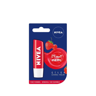 Nivea Strawberry Flavored Lip Care - Moisturizing & Protective Lip Balm for Dry Lips - Glamourous Grace