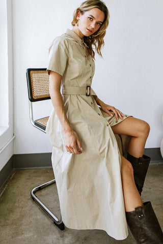 LUCKY ME WOVEN MIDI DRESS - Glamourous Grace