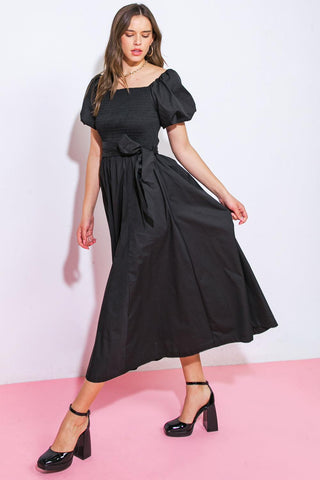 A PEACEFUL PLACE WOVEN MIDI DRESS - Glamourous Grace