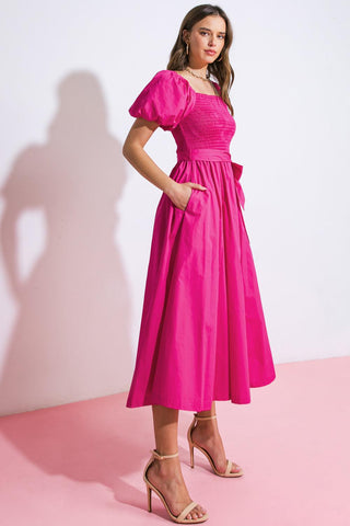 A PEACEFUL PLACE WOVEN MIDI DRESS - Glamourous Grace