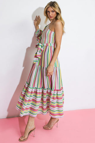 NO MATTER WHERE I GO WOVEN MIDI DRESS - Glamourous Grace