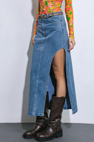 KEEP SHINING DENIM MIDI SKIRT - Glamourous Grace