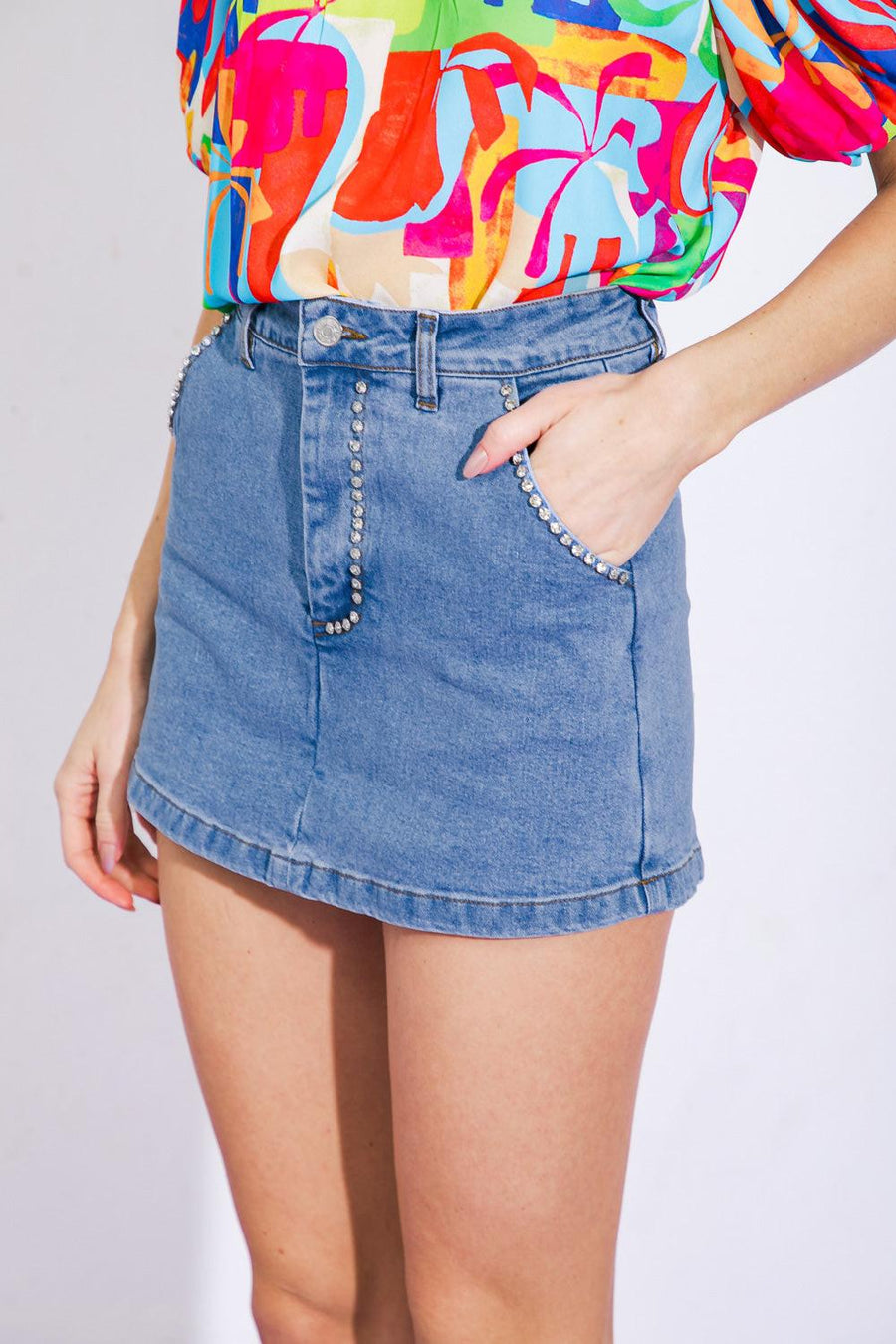 SUNNY ROMANCE DENIM SKORT - Glamourous Grace