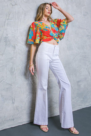 HERE FOR FUN RED WOVEN TOP - Glamourous Grace