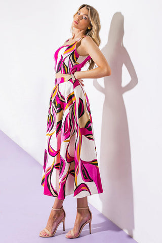 COCKTAIL CLUB WOVEN TWILL TOP AND SKIRT - Glamourous Grace