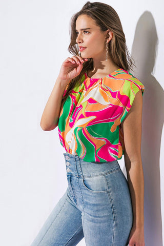 SEND A POSTCARD WOVEN TOP - Glamourous Grace