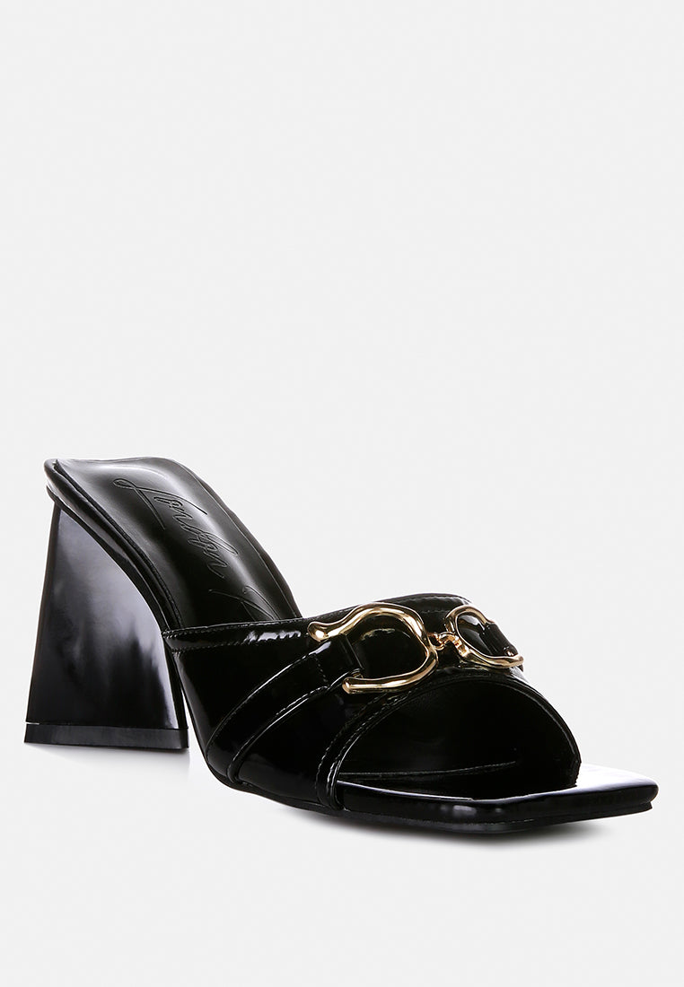 Salisbury Horsebit Buckle Triangular Block Heel Sandals - Glamourous Grace