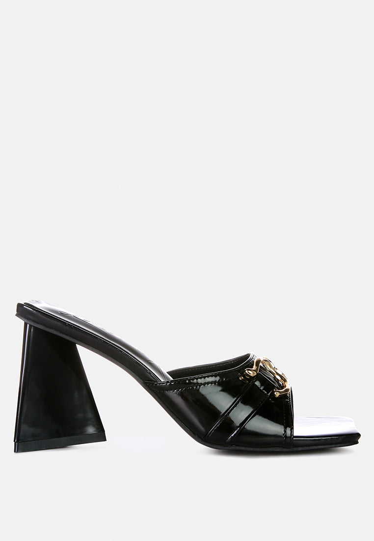 Salisbury Horsebit Buckle Triangular Block Heel Sandals - Glamourous Grace