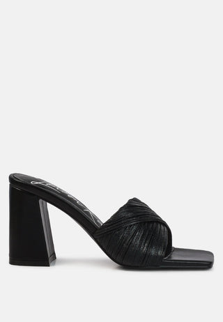 Salty You Crinkled Triangular Block Heel Sandals