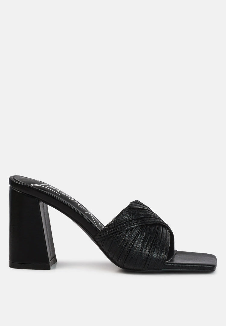 Salty You Crinkled Triangular Block Heel Sandals