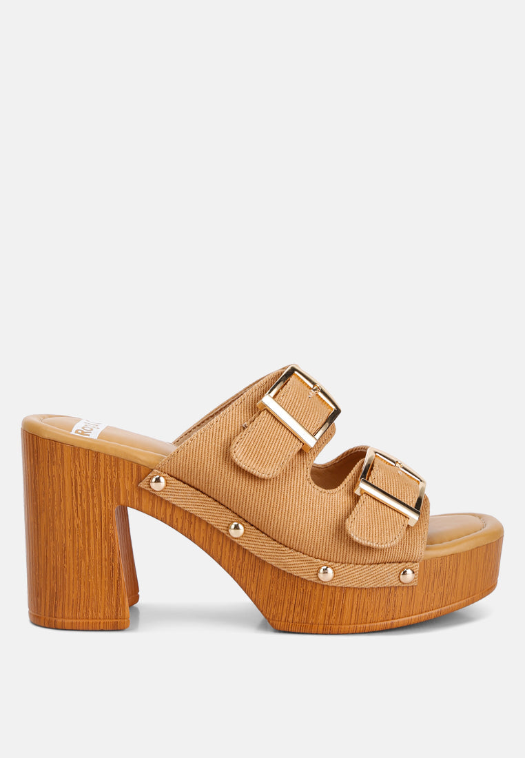 Sarai Buckle Straps High Block Heel Clogs - Glamourous Grace