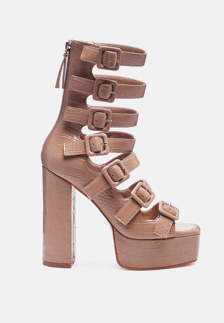 Sarouchi Caged Gladiator Platform Sandals - Glamourous Grace