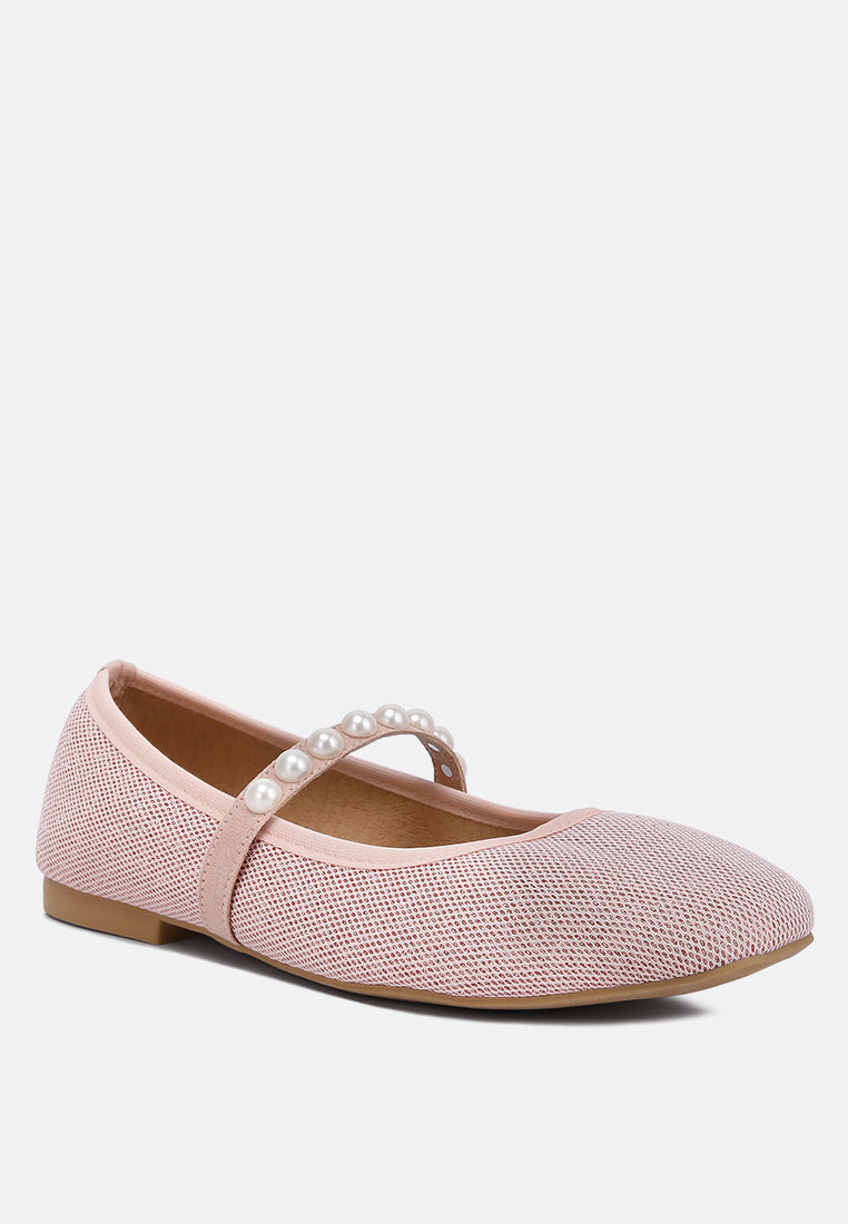 Sassie Pearl Embellished Ballerina Flats - Glamourous Grace