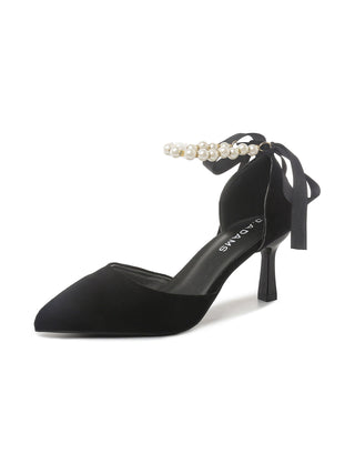 Black Saturn heels by J.Adams with sleek design and pointed toes, showcased on a neutral background.