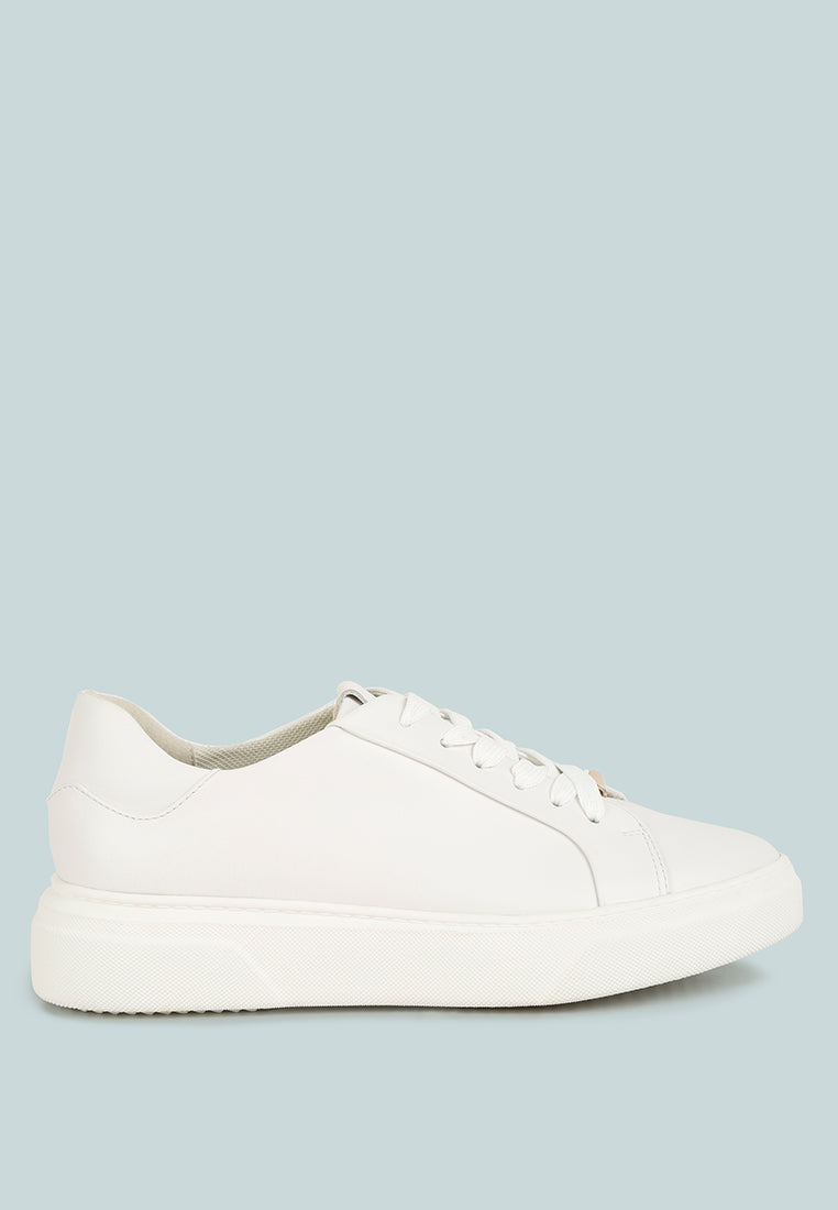 Schick Lace Up Leather Sneakers - Glamourous Grace