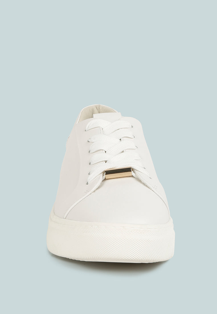 Schick Lace Up Leather Sneakers - Glamourous Grace