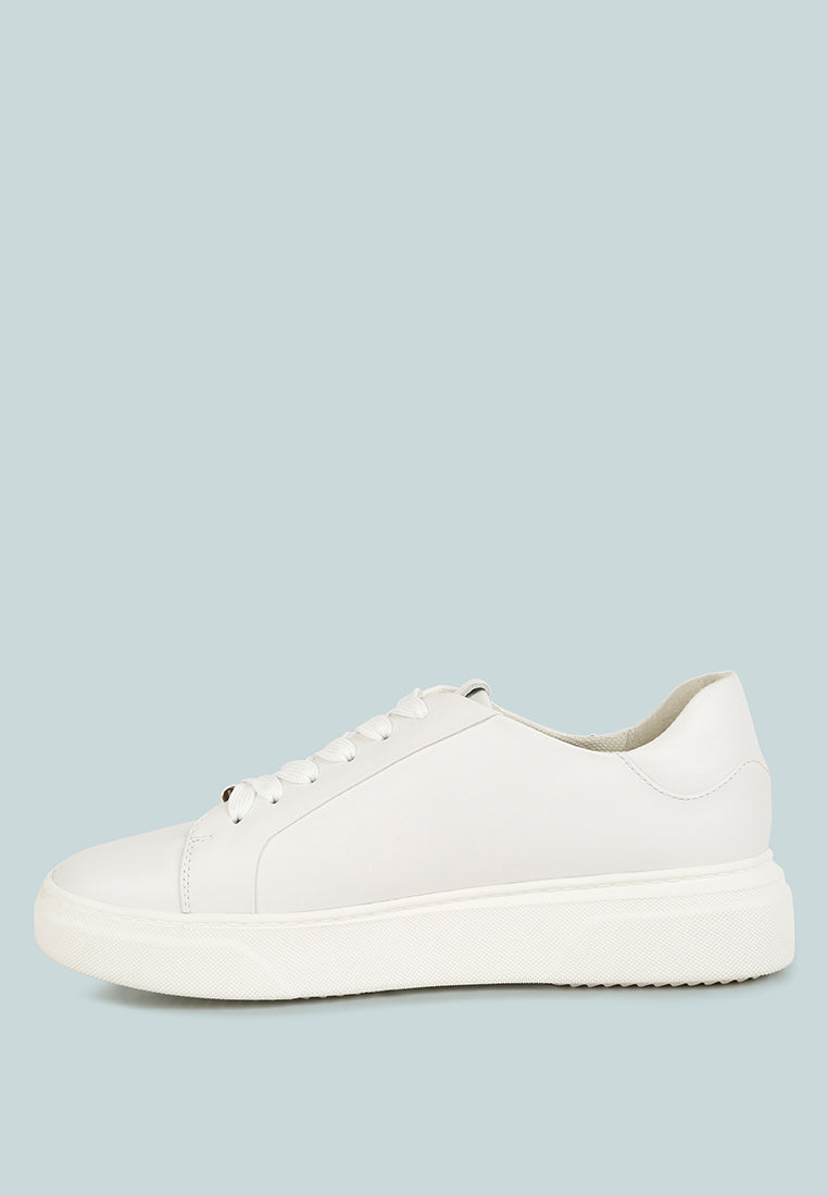 Schick Lace Up Leather Sneakers - Glamourous Grace
