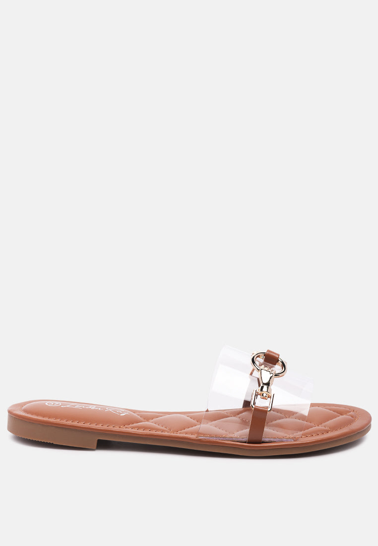 Scoth Clear Buckled Quilted Slides - Glamourous Grace