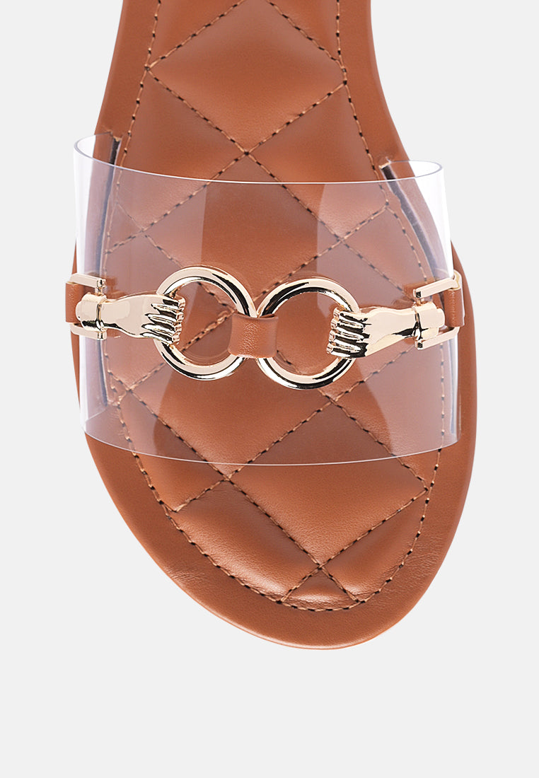Scoth Clear Buckled Quilted Slides - Glamourous Grace