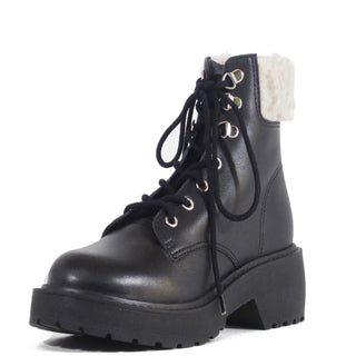 Seal Combat Boots with Shearling - Glamourous Grace