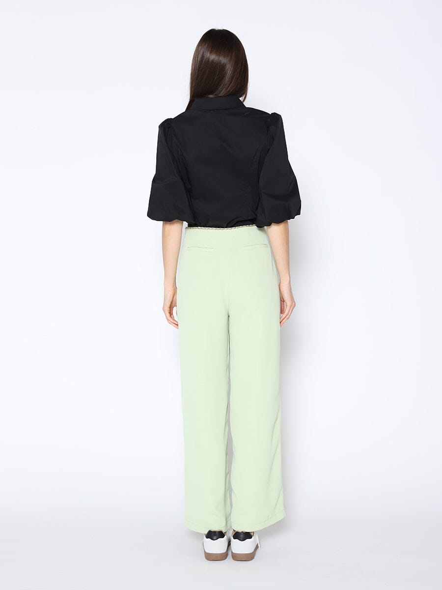 Sequin Embroidery Flower Detail Puff Sleeve Shirt - Glamourous Grace