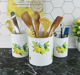 3pc Plastic Utensil Holders, Fresh Lemons