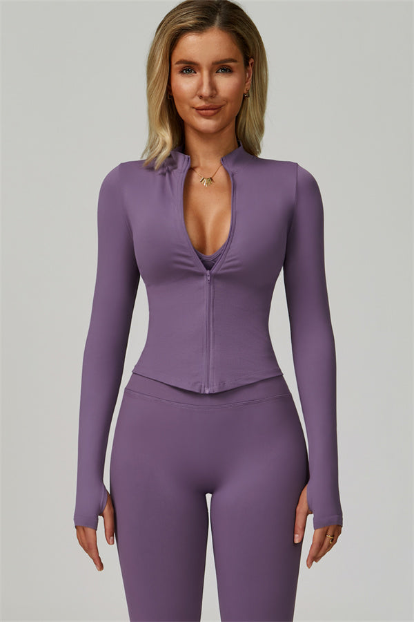The Empower Jacket Sports Bra Leggings 3-Piece Set - Glamourous Grace