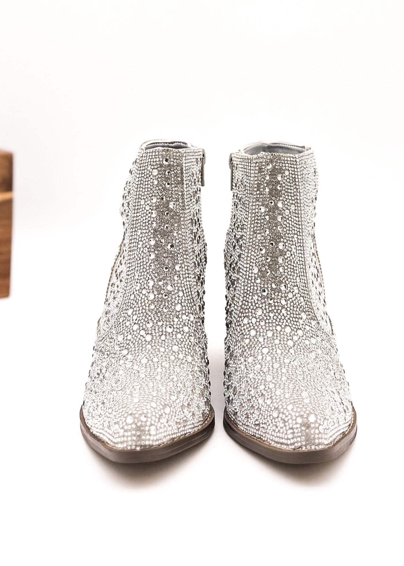 Shine Star Rhinestone Bootie in Silver - Glamourous Grace