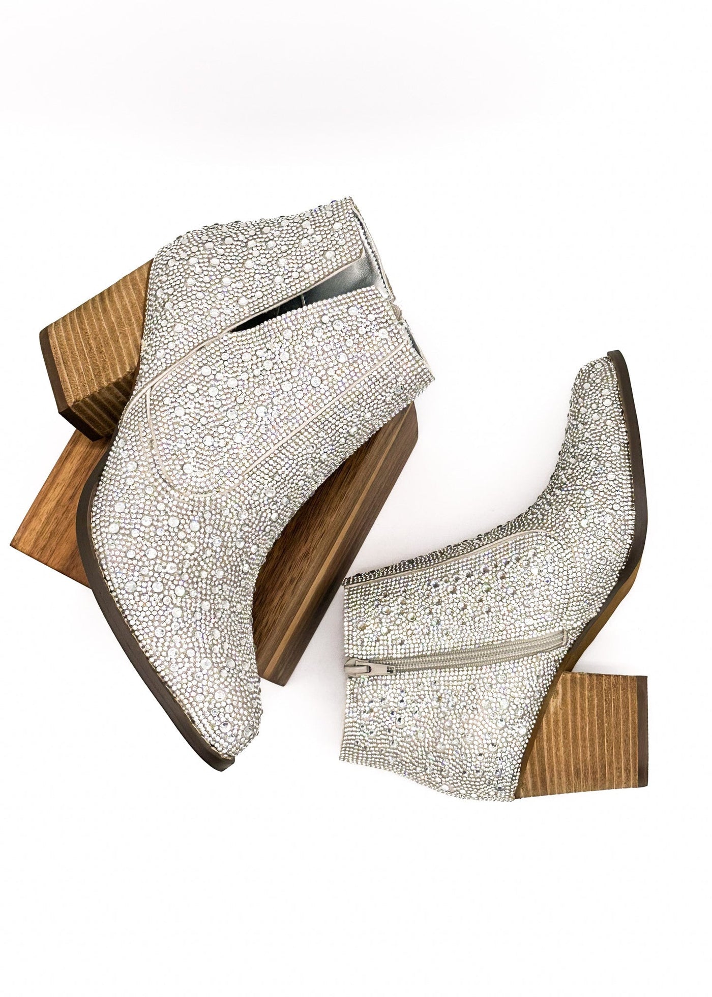 Shine Star Rhinestone Bootie in Silver - Glamourous Grace