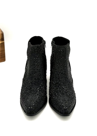 Shine Star Rhinestone Bootie in Black - Glamourous Grace
