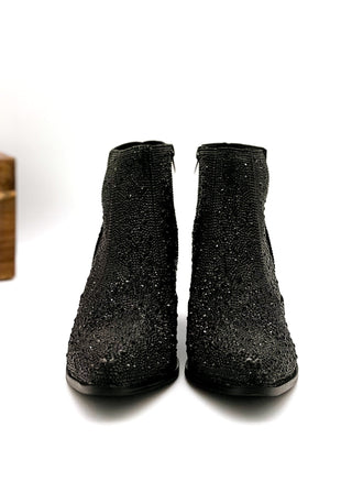Shine Star Rhinestone Bootie in Black - Glamourous Grace