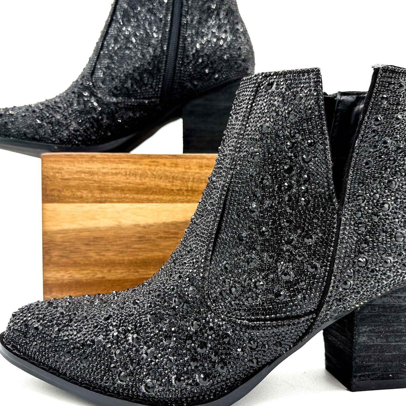 Shine Star Rhinestone Bootie in Black - Glamourous Grace