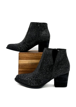 Shine Star Rhinestone Bootie in Black - Glamourous Grace