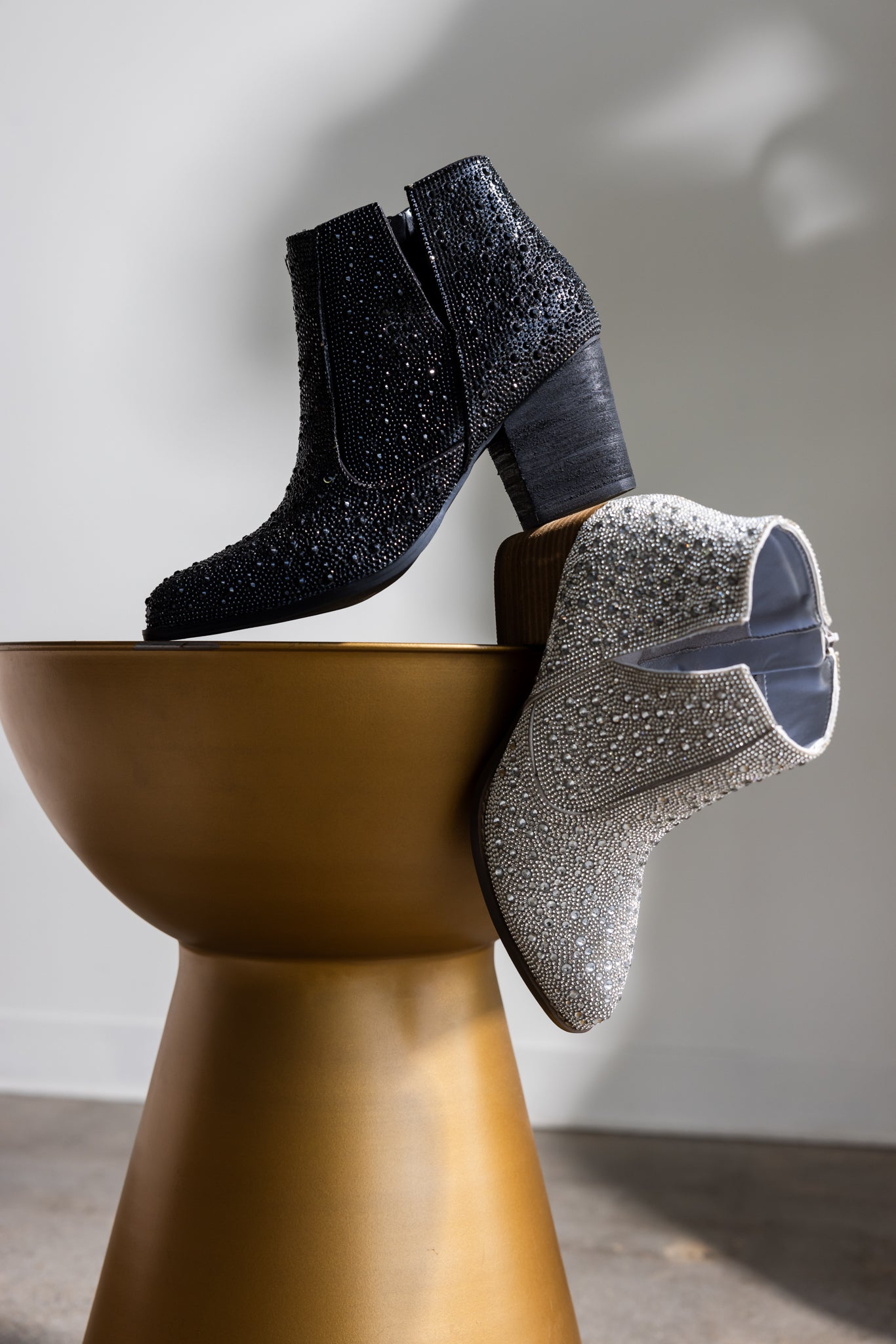 Shine Star Rhinestone Bootie in Silver - Glamourous Grace