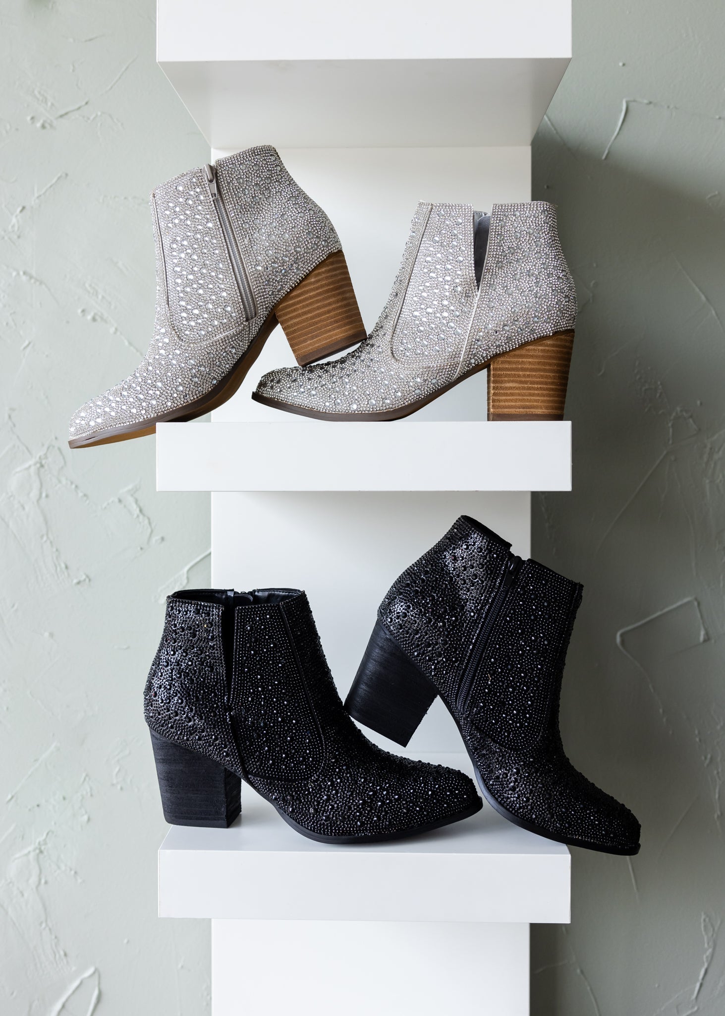 Shine Star Rhinestone Bootie in Silver - Glamourous Grace